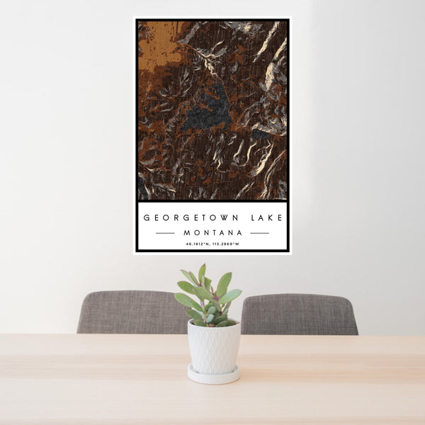 Georgetown Lake - Montana Map Print in Ember