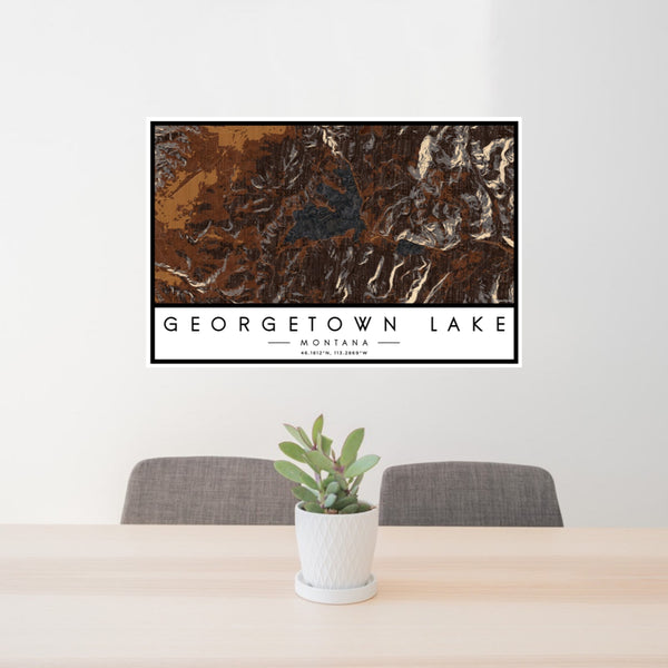 Georgetown Lake - Montana Map Print in Ember