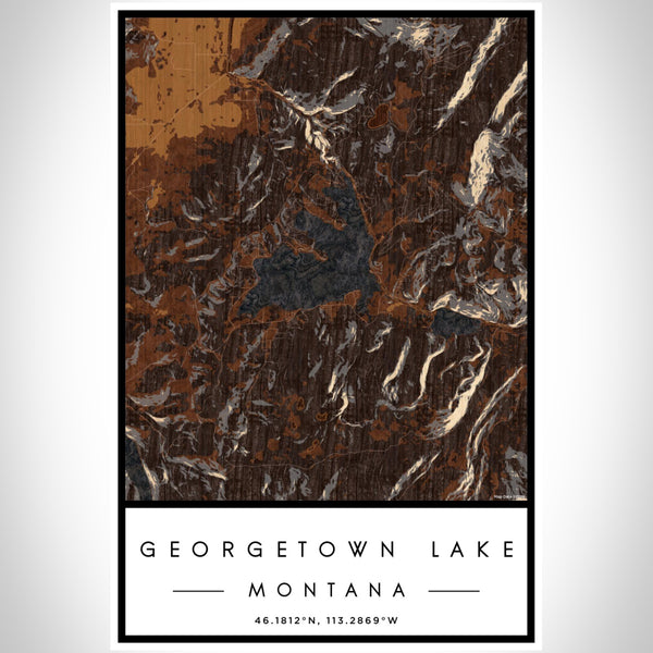 Georgetown Lake - Montana Map Print in Ember