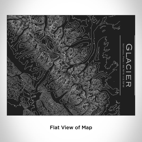 Rendered View of Glacier National Park Map Engraving on 20oz Stainless Steel Insulated Bottle with Bamboo Top in Black