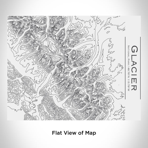 Rendered View of Glacier National Park Map Engraving on 20oz Stainless Steel Insulated Bottle with Bamboo Top in White