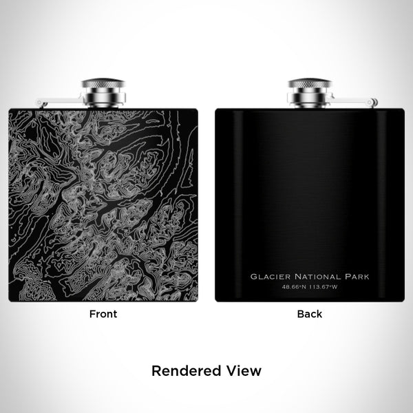 Glacier National Park - Alaska Map Hip Flask in Matte Black