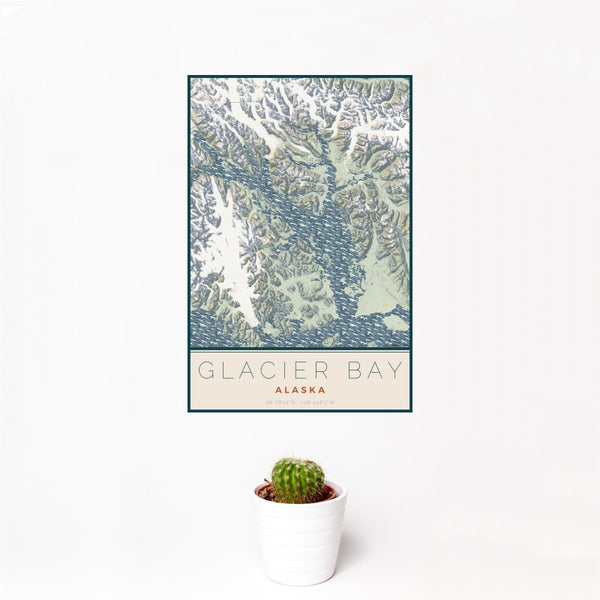 Glacier Bay - Alaska Map Print in Woodblock