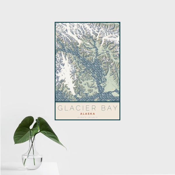 Glacier Bay - Alaska Map Print in Woodblock