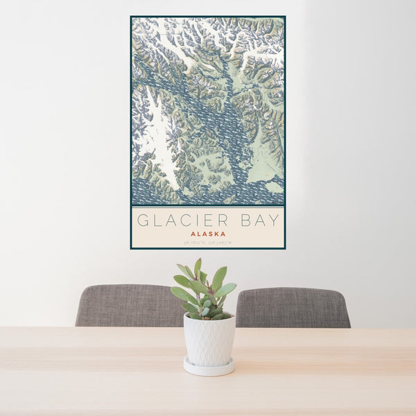 Glacier Bay - Alaska Map Print in Woodblock