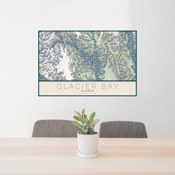 Glacier Bay - Alaska Map Print in Woodblock