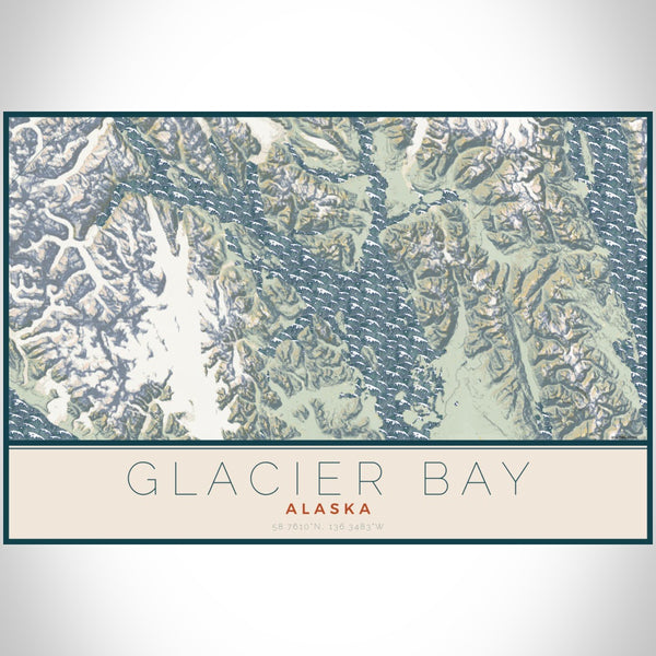 Glacier Bay - Alaska Map Print in Woodblock