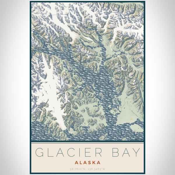 Glacier Bay - Alaska Map Print in Woodblock