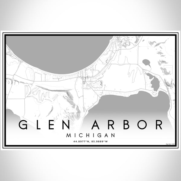 Glen Arbor Michigan Map Print Landscape Orientation in Classic Style With Shaded Background