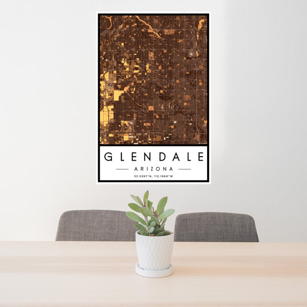 Glendale - Arizona Map Print in Ember