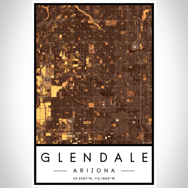 Glendale - Arizona Map Print in Ember