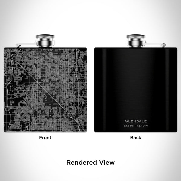 Glendale - Arizona Map Hip Flask in Matte Black
