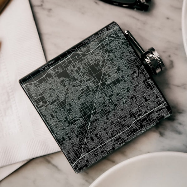 Glendale - Arizona Map Hip Flask in Matte Black