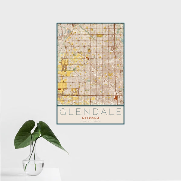 Glendale - Arizona Map Print in Woodblock