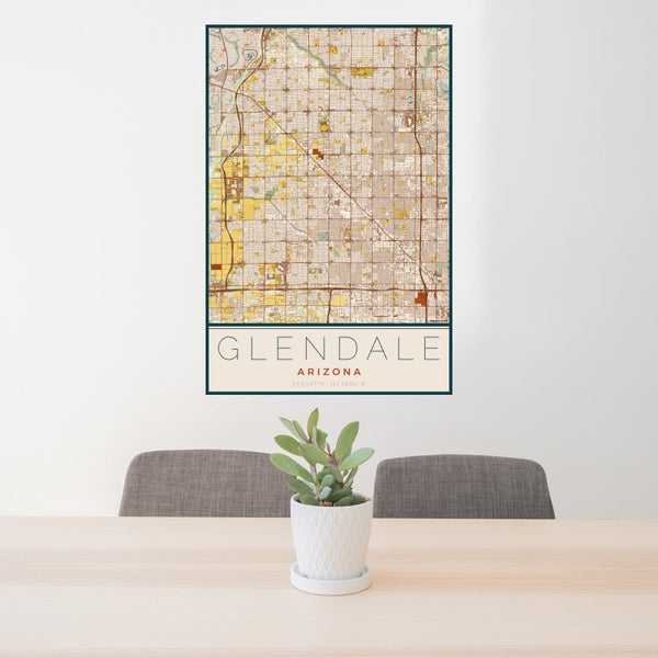 Glendale - Arizona Map Print in Woodblock