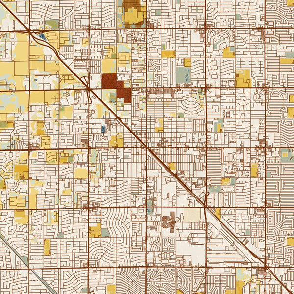 Glendale - Arizona Map Print in Woodblock