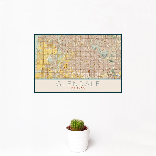 Glendale - Arizona Map Print in Woodblock