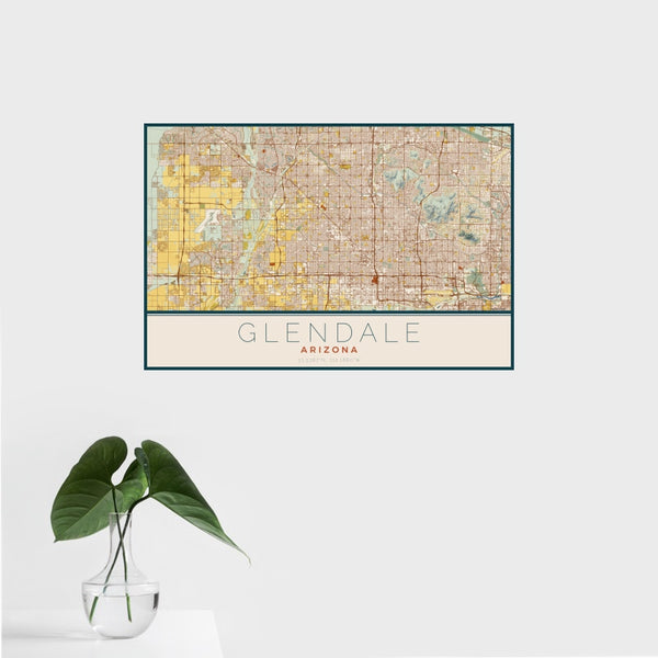 Glendale - Arizona Map Print in Woodblock
