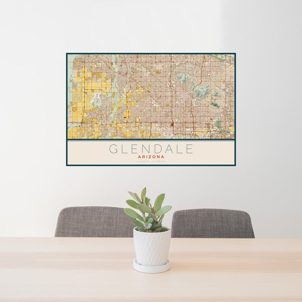 Glendale - Arizona Map Print in Woodblock