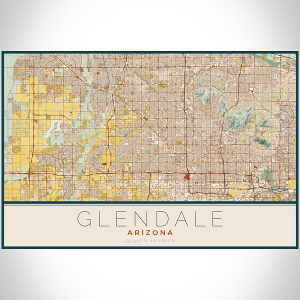 Glendale - Arizona Map Print in Woodblock