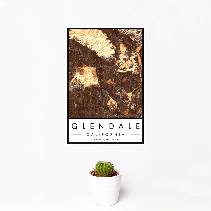 Glendale - California Map Print in Ember