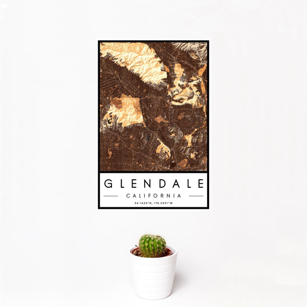 Glendale - California Map Print in Ember