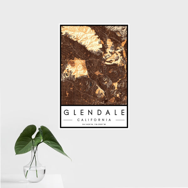 Glendale - California Map Print in Ember