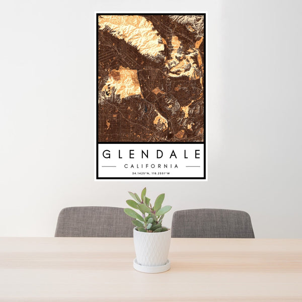 Glendale - California Map Print in Ember