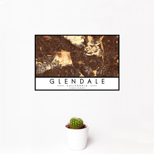 Glendale - California Map Print in Ember