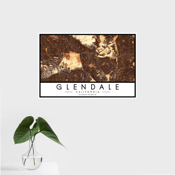 Glendale - California Map Print in Ember