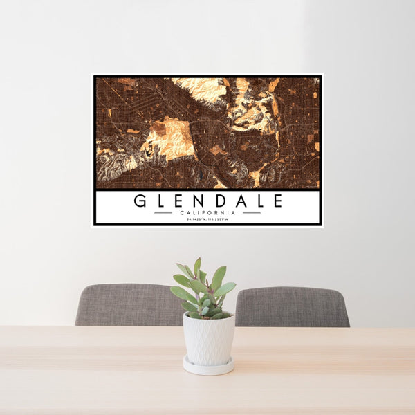 Glendale - California Map Print in Ember