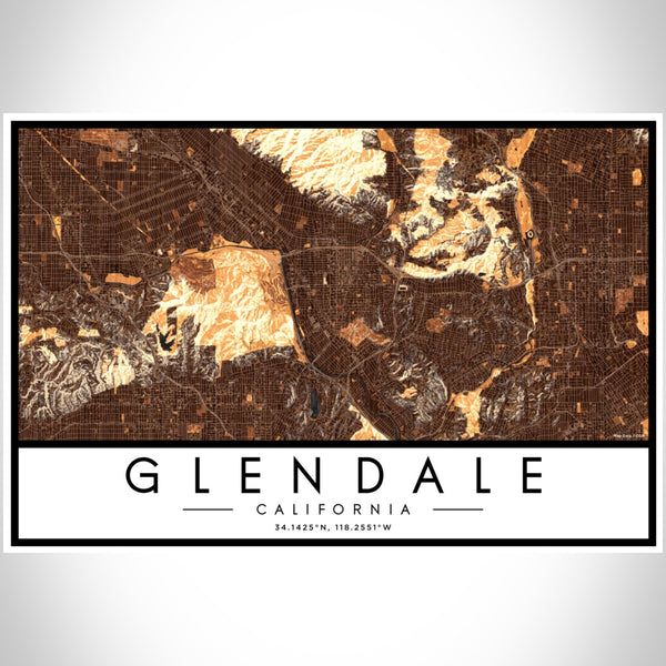 Glendale - California Map Print in Ember