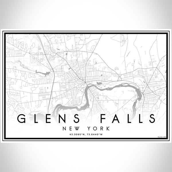 Glens Falls New York Map Print Landscape Orientation in Classic Style With Shaded Background