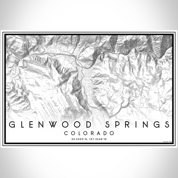 Glenwood Springs Colorado Map Print Landscape Orientation in Classic Style With Shaded Background