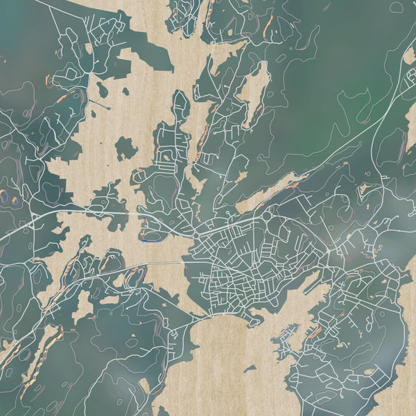 Gloucester Massachusetts Map Print in Afternoon Style Zoomed In Close Up Showing Details