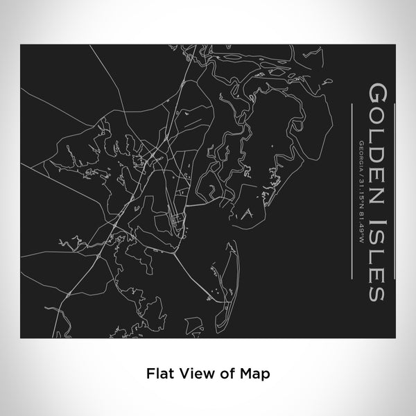 Rendered View of Golden Isles Georgia Map Engraving on 20oz Stainless Steel Insulated Bottle with Bamboo Top in Black