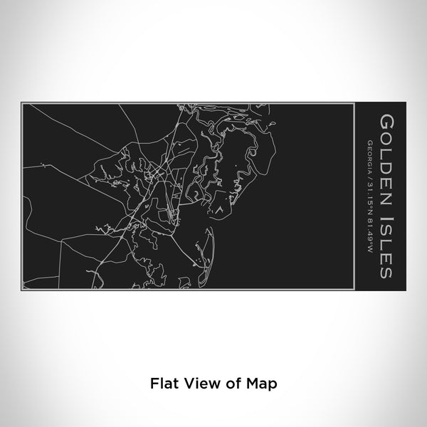 Rendered View of Golden Isles Georgia Map Engraving on 17oz Stainless Steel Insulated Cola Bottle in Black