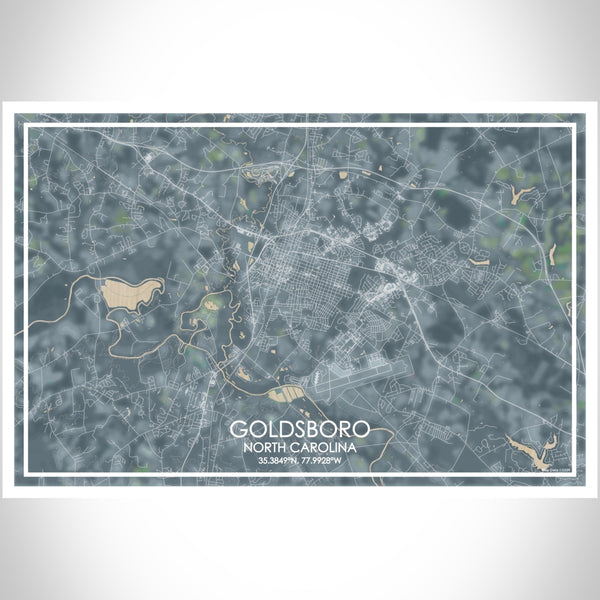 Goldsboro North Carolina Map Print Landscape Orientation in Afternoon Style With Shaded Background