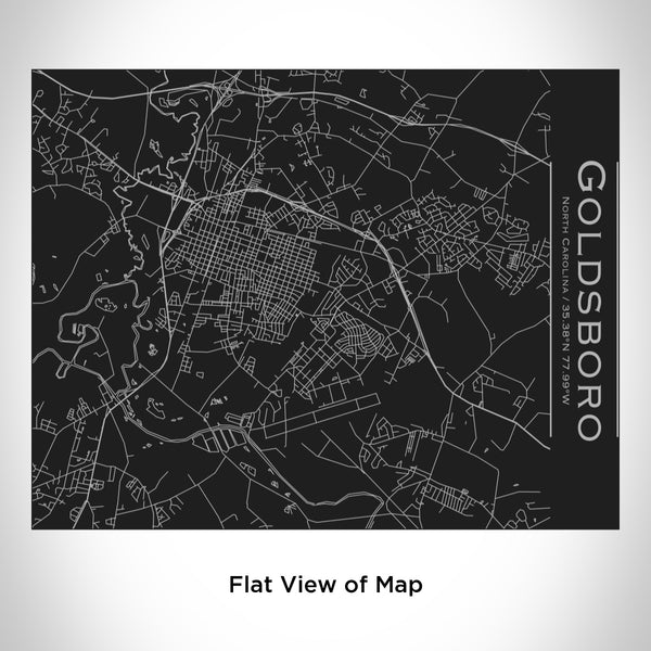 Rendered View of Goldsboro North Carolina Map Engraving on 20oz Stainless Steel Insulated Bottle with Bamboo Top in Black