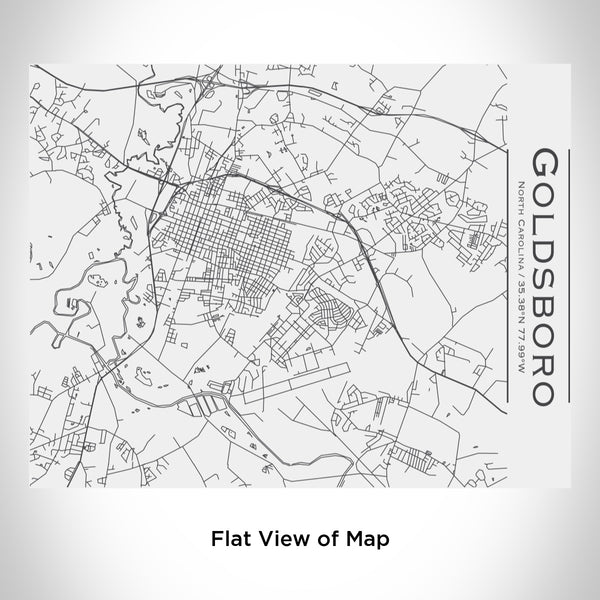 Rendered View of Goldsboro North Carolina Map Engraving on 20oz Stainless Steel Insulated Bottle with Bamboo Top in White