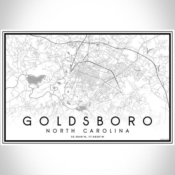 Goldsboro North Carolina Map Print Landscape Orientation in Classic Style With Shaded Background
