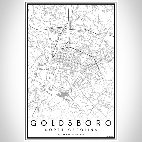 Goldsboro North Carolina Map Print Portrait Orientation in Classic Style With Shaded Background