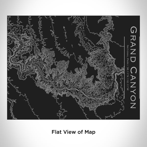 Rendered View of Grand Canyon National Park Map Engraving on 20oz Stainless Steel Insulated Bottle with Bamboo Top in Black