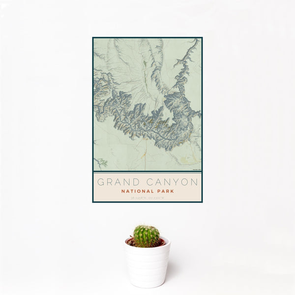 Grand Canyon - National Park Map Print in Woodblock