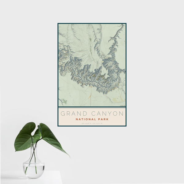 Grand Canyon - National Park Map Print in Woodblock