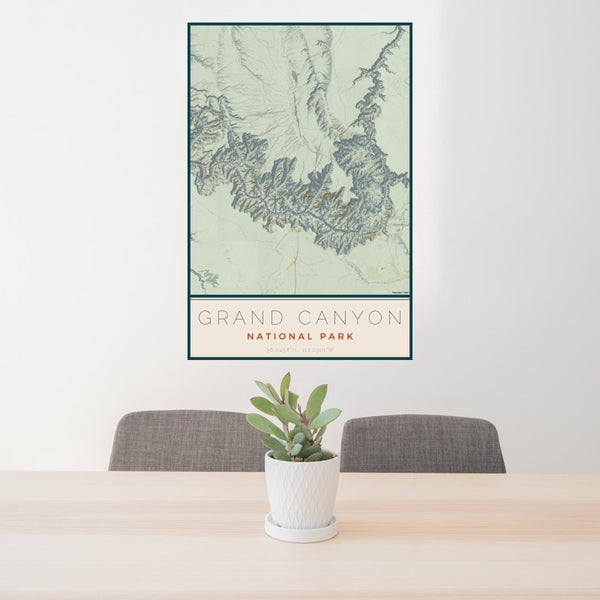 Grand Canyon - National Park Map Print in Woodblock