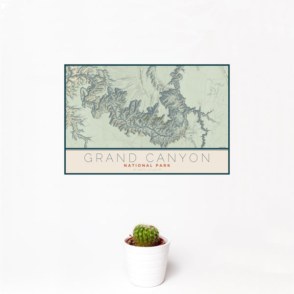 Grand Canyon - National Park Map Print in Woodblock