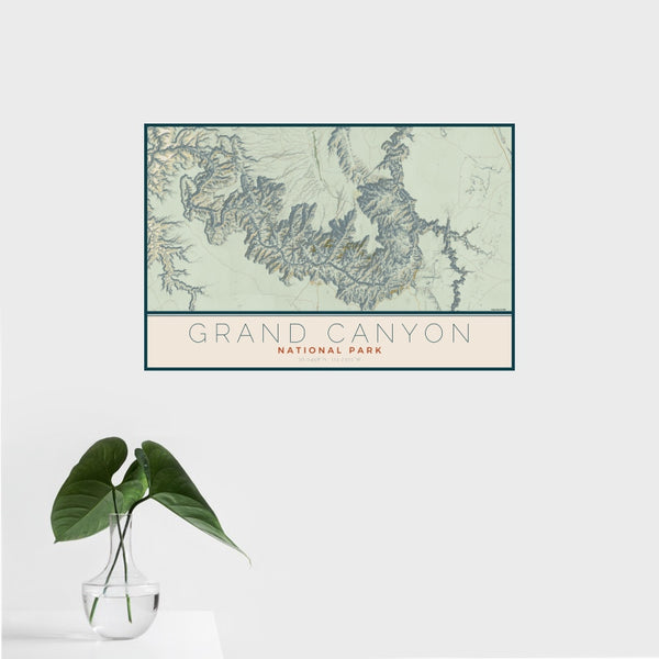 Grand Canyon - National Park Map Print in Woodblock
