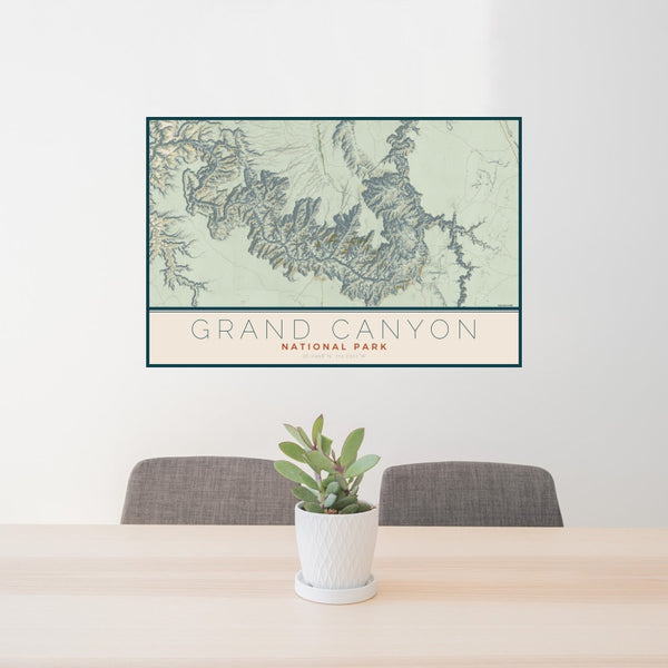 Grand Canyon - National Park Map Print in Woodblock