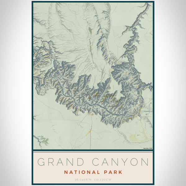 Grand Canyon - National Park Map Print in Woodblock